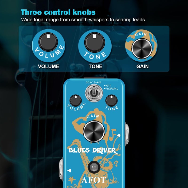 AFOT Overdrive Guitar Pedal, Blues Driver Guitar Effects Pedal Vintage Overdrive Effect Warm/Hot Modes for Pedal Mini Analog Classic Guitar Pedal True Bypass - Image 3